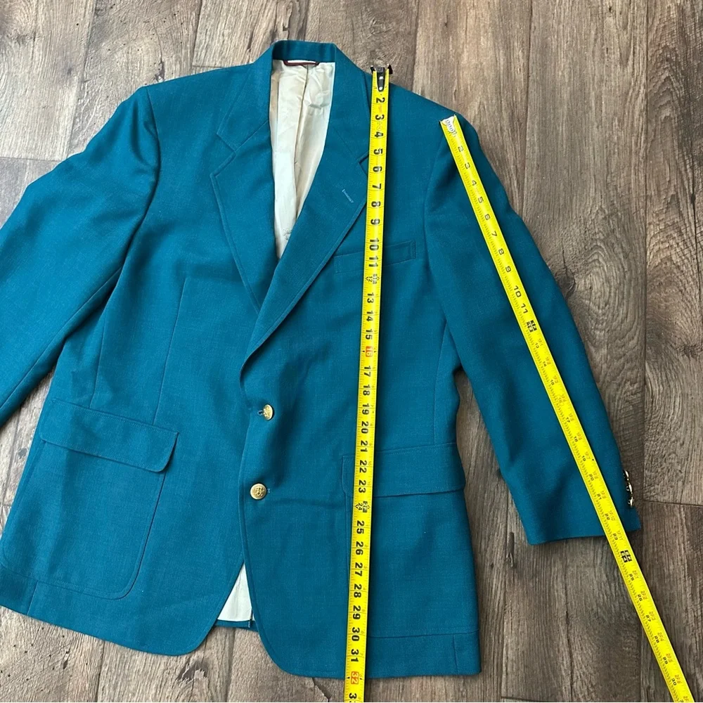 Hart Schaffner Marx Jack Nicklaus Golden Button Suit Blazer Jacket Greenish Blue